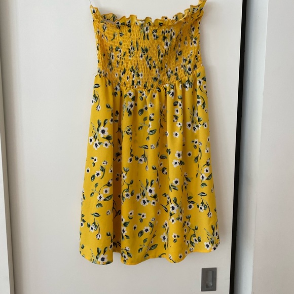 Strapless summer mini dress with flower pattern - Picture 1 of 1
